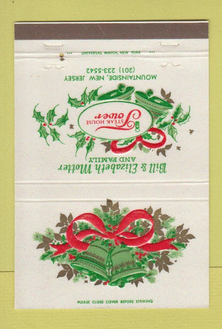 Matchbook Cover - Tower Steak House Mountainside NJ Christmas 40 Strike