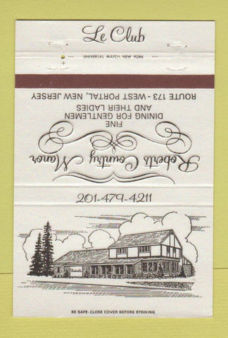 Matchbook Cover - Roberts Country Manor West Portal NJ 40 Strike