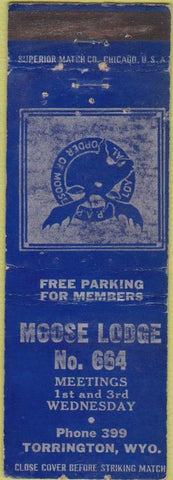 Matchbook Cover - Matchbook Cover Moose Lodge Torrington WY WORn