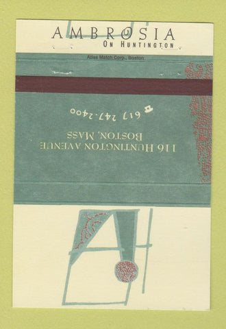 Matchbook Cover - Ambrosia Boston MA 40 Strike