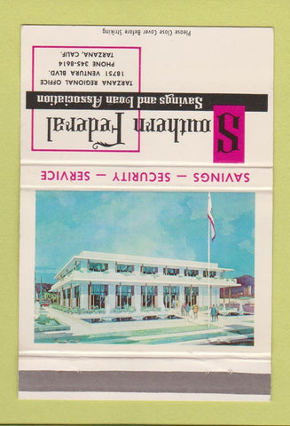 Matchbook Cover - Southern Federal Savings and Loan Tarzana CA 40 Strike