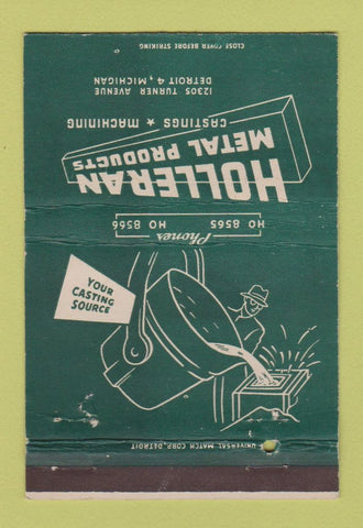 Matchbook Cover - Holleran Metal Products Detroit MI WEAR 40 Strike