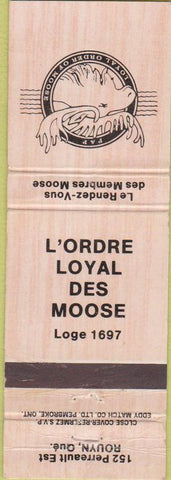 Matchbook Cover - Matchbook Cover Moose Lodge Rouyn QC