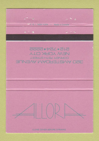 Matchbook Cover - Allora New York City 40 Strike