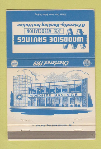 Matchbook Cover - Woodside Savings and Loan NY Flushing Babylon 40 Strike