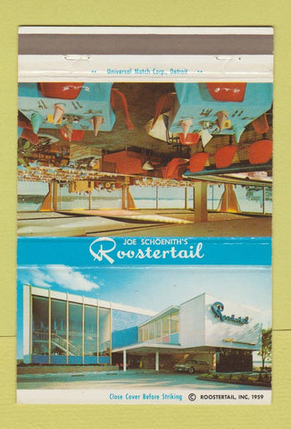 Matchbook Cover - Schoenith's Roostertail Detroit MI 40 Strike