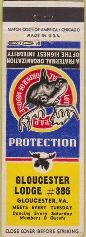 Matchbook Cover - Matchbook Cover Moose Lodge Gloucester VA