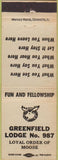 Matchbook Cover - Matchbook Cover Moose Lodge Greenfield IN WORN