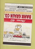 Matchbook Cover - Bahr Grain Company Barnestown NE WORN 40 Strike
