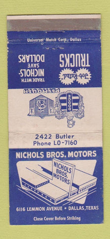 Matchbook Cover - Nichols Bros Dodge Plymouth Dallas TX WEAR 30 Strike