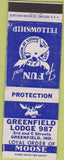 Matchbook Cover - Matchbook Cover Moose Lodge Greenfield IN