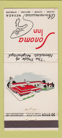 Matchbook Cover - Sonoma Inn Winnemucca NV 30 Stick
