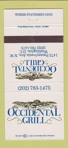 Matchbook Cover - Occidental Grill Washington DC 30 Strike