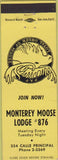 Matchbook Cover - Matchbook Cover Moose Lodge Monterey CA