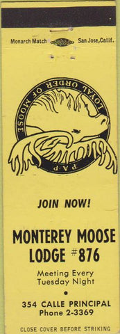 Matchbook Cover - Matchbook Cover Moose Lodge Monterey CA