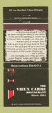 Matchbook Cover - Vieux Carre Restaurant New Orleans LA 30 Strike
