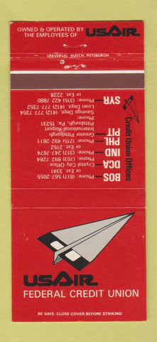 Matchbook Cover - USAIR Federal Credit Union Pittsburgh PA 30 Strike