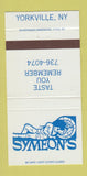 Matchbook Cover - Symeon's Yorkville NY 30 Strike