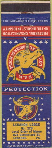 Matchbook Cover - Matchbook Cover Moose Lodge Lebanon PA