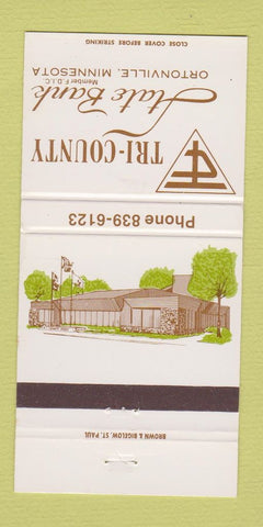 Matchbook Cover - Tri County State Bank Ortonville MN 30 Strike