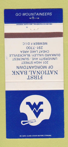 Matchbook Cover - Bank Morgantown WV 1987 schedule Mountaineers 30 Strike