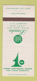 Matchbook Cover - 1st National Bank Lyons Wind Lake WI 30 Strike