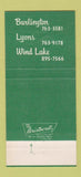 Matchbook Cover - 1st National Bank Lyons Wind Lake WI 30 Strike