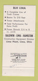 Matchbook Cover - Bladwin Lima Hamilton Cranes Lima OH Full Length 30 Strike