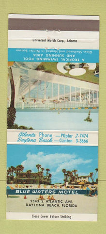 Matchbook Cover - Blue Waters Motel Daytona Beach FL 30 Strike