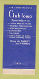 Matchbook Cover - Club Iowa Charles City IA 30 Strike