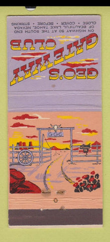 Matchbook Cover - Geo's Gateway Club Lake Tahoe NV casino 30 Stick