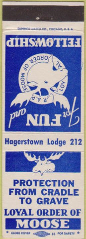 Matchbook Cover - Moose Lodge Hagerstown MD