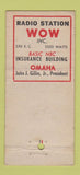 Matchbook Cover - WOW Radio Omaha NE WORN 30 Stick