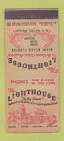 Matchbook Cover - The Lighthouse Miami Beach FL  30 Stick