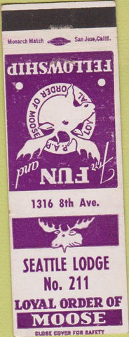 Matchbook Cover - Matchbook Cover Moose Lodge Seattle WA