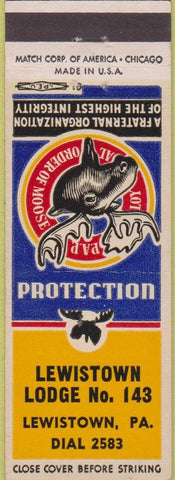 Matchbook Cover - Matchbook Cover Moose Lodge Lewistown PA
