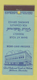 Matchbook Cover - First National Bank Milton FL 21 Strike Feature