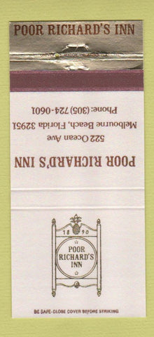 Matchbook Cover - Poor Richard's Inn Melbourne Beach FL 30 Strike