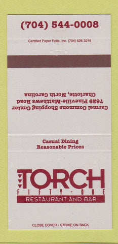 Matchbook Cover - Torch Fifty One Restaurant Charlotte NC 30 Strike
