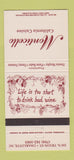 Matchbook Cover - Monticello Restaurant Charlotte NC 30 Strike