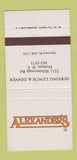 Matchbook Cover - Alexander's Durham NC 30 Strike