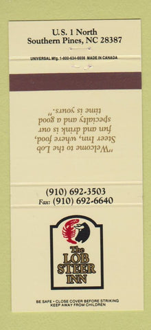 Matchbook Cover - The Lob Steer Inn Southern Pines NC 30 Strike
