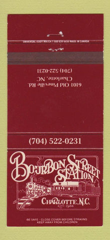 Matchbook Cover - Bourbon Street Station Charlotte NC 30 Strike
