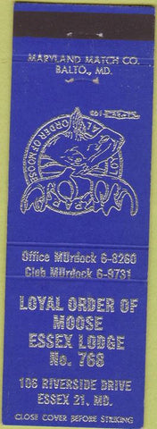 Matchbook Cover - Matchbook Cover Moose Lodge Essex MD
