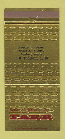 Matchbook Cover - Farr Dust Control Gardena CA 30 Strike