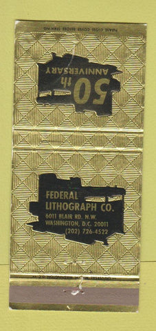 Matchbook Cover - Federal Lithograph Washington DC 50th WEAR 30 Strike