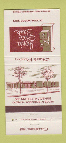 Matchbook Cover - Ixonia State Bank WI 30 Strike