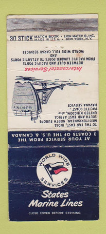 Matchbook Cover - World Wide Services States Marine Lines POOR 30 Stick