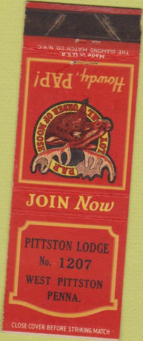 Matchbook Cover - Matchbook Cover Moose Lodge West Pittston PA WORN