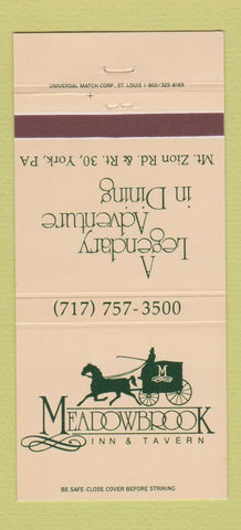 Matchbook Cover - Meadowbrook Inn Tavern York PA 30 Strike